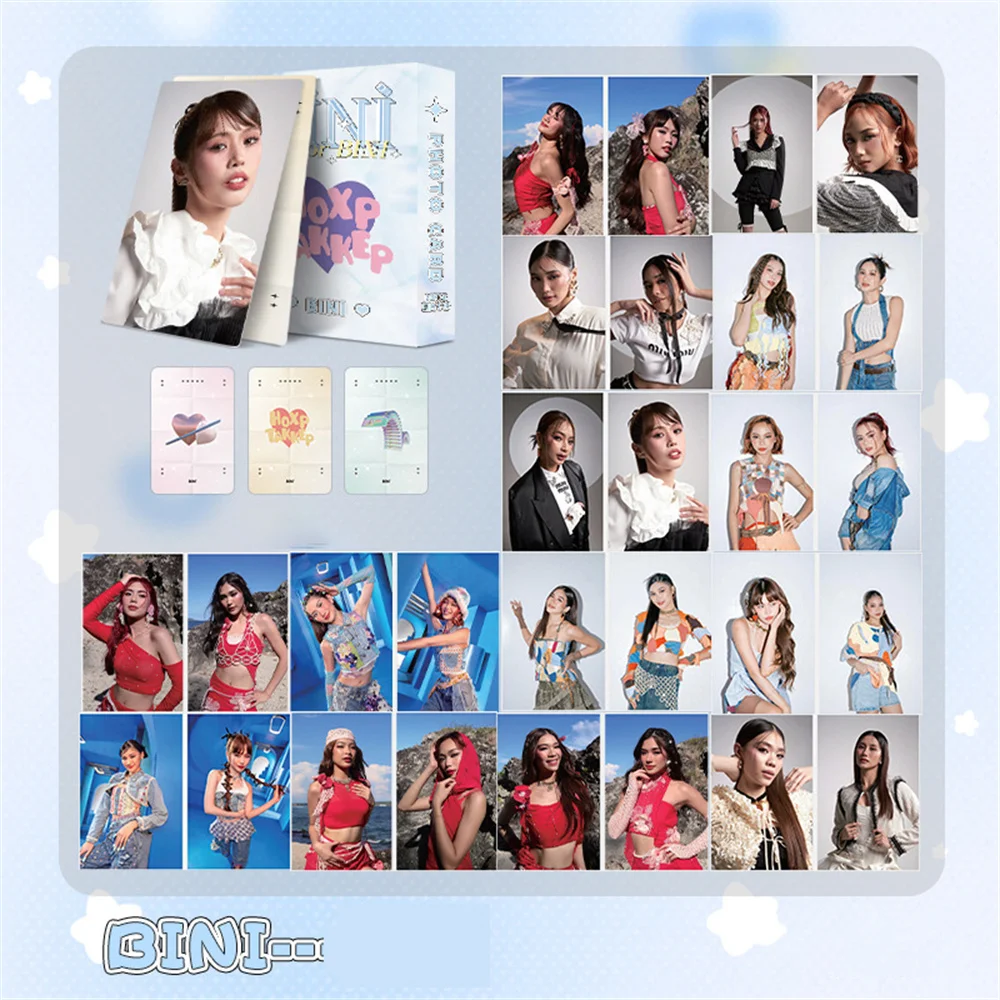 Kpop BINI Laser Boxed Card 50pcs/Set High Quality HD Photo Double Sides Printing Korean Style LOMO Card Mikha Fans Collection