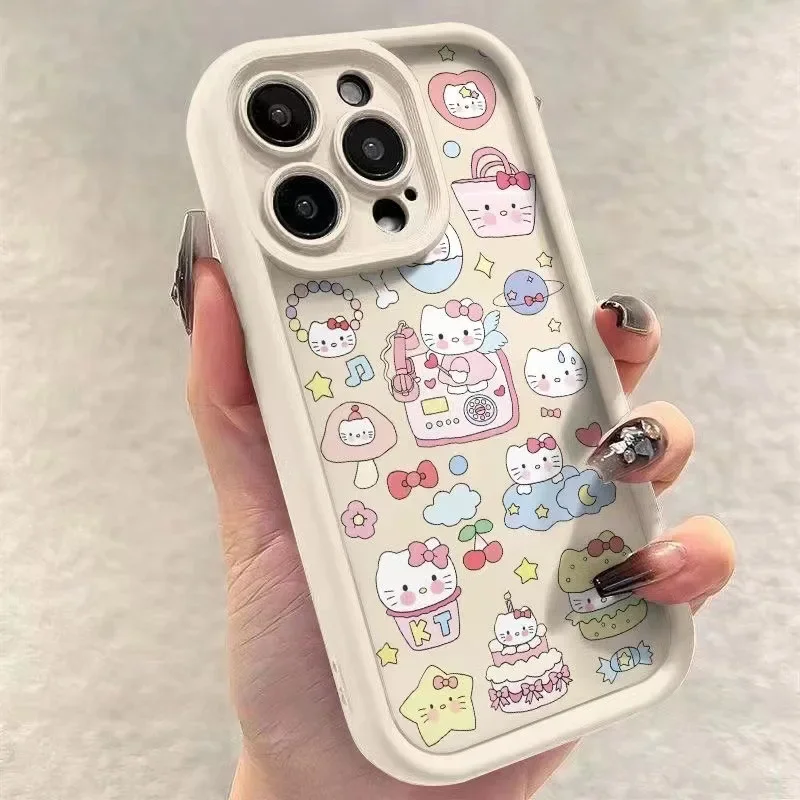 Angel  Hello Kitty  Apple 14/15pro Mobile Phone Case IPhone 13 Trendy Model 12pro Max Couple Model Kawaii Beautiful