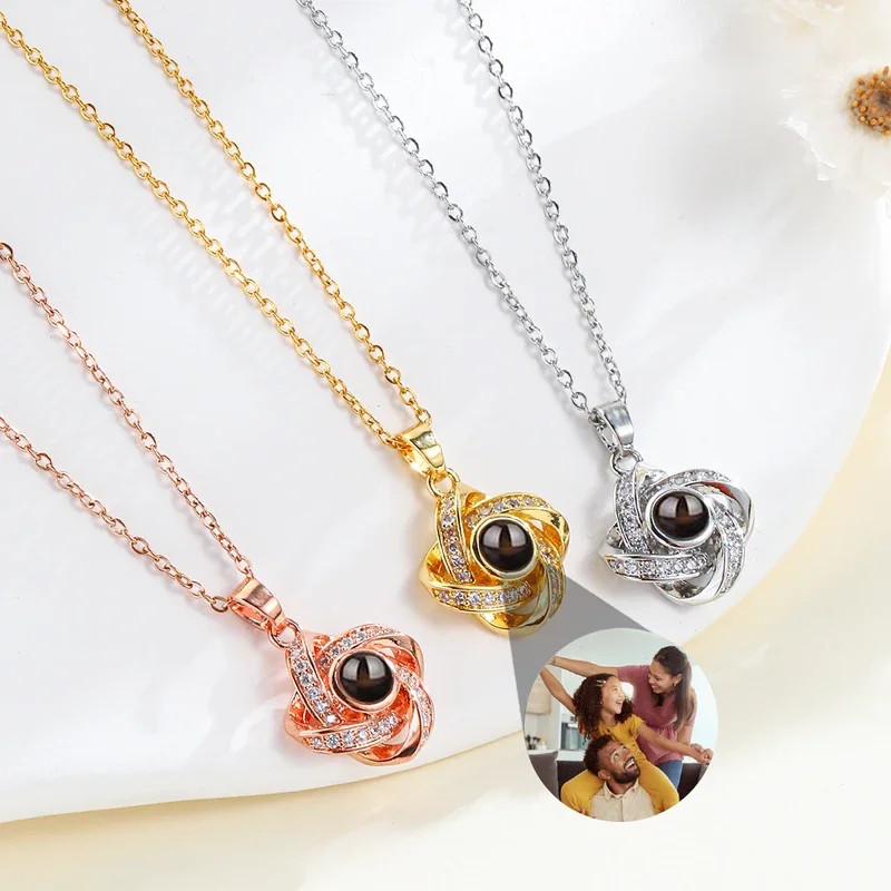 

Custom Photo Projection Necklace Double Ellipse Cross Pendant Stainless Steel Chain For Women Birthday Festival Day Jewelry Gift