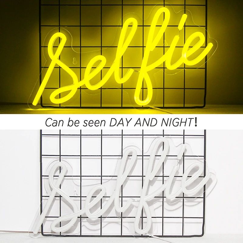 Wanxing Neon Selfie Letter Neon Mural Sign Led Neon Light Wedding Decoration Restaurant Bedroom Home Wall Marriage Party Decor