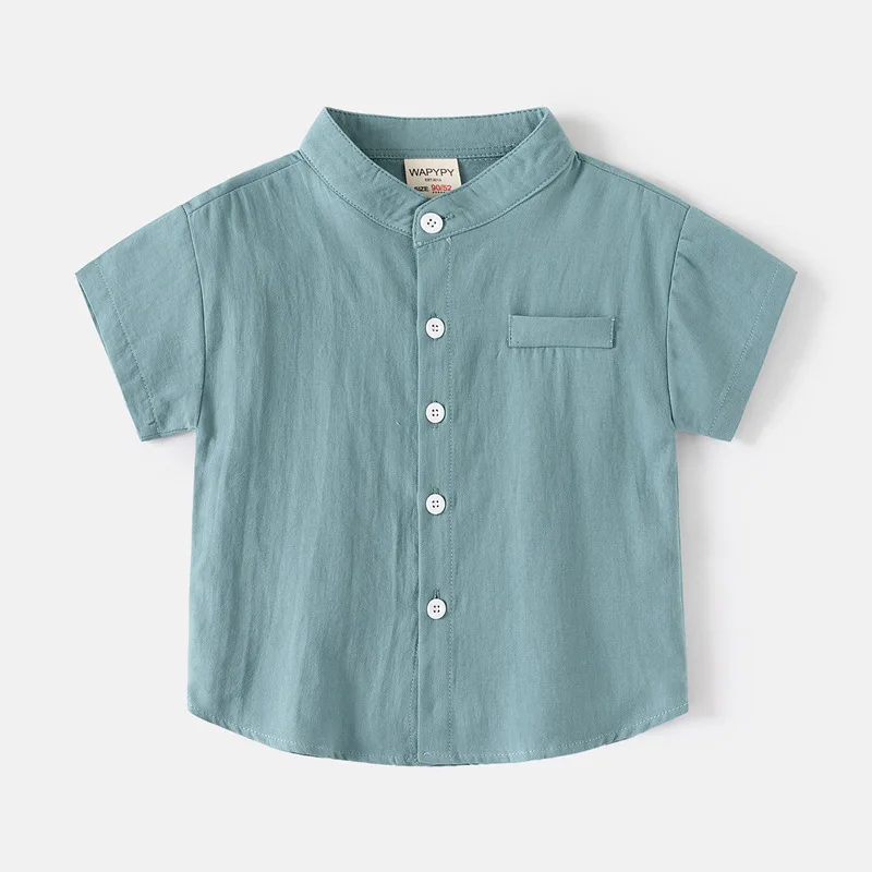 Basic White Shirts for Boys Clothes Summer 100Cotton Short Sleeve Kids Tops 2025 Toddler Boy Shirt Blue Children 2 to 8 Years