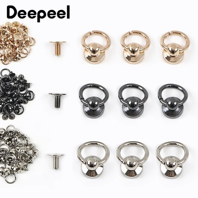 

10-50Pcs 8mm O Ring Metal Buckles Bag Studs Rivets Nail Phone Chain Handbag Clasp Screw Side Clip Buckle Leather Craft Supplies