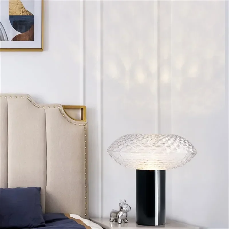 Nordic Creative Table Lamp Simple Modern Bedroom Soft Decoration Designer Hotel Water Wave Pattern Personalized Table Lamp