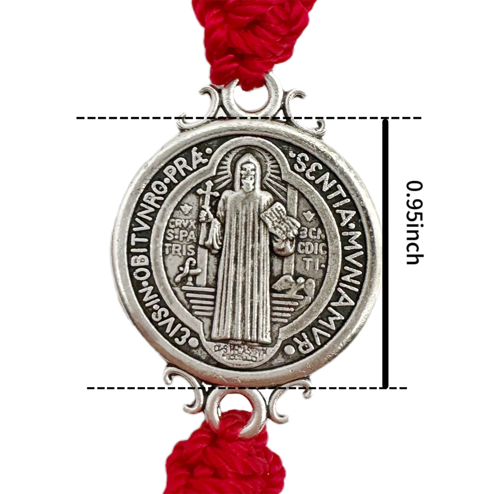 مضفر حماية الأساور ، العتيقة الفضة تصفيح ، ميدالية كبيرة ، الأحمر الأسود والأزرق ، سان بينيتو ، اليدوية ، 2 قطعة لكل مجموعة