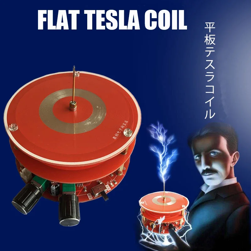 Music Tesla Coil Flat TC Arc Plasma Lightning Generator Wireless Transmission Experiment Technology Toy Model