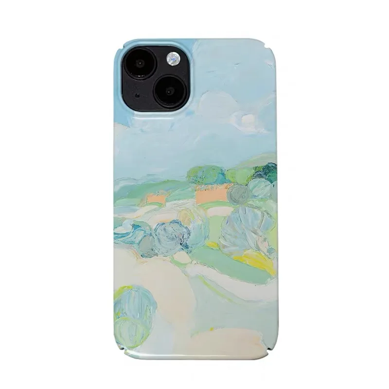 

Small Fresh Green Graffiti Oil Painting Case for IPHONE 17 16 ProMax 15 14 Plus 13 12 MINI 11 PRO 16Plus XR Acrylic Phone Cover
