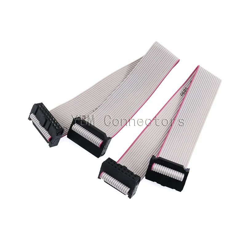 1Pcs 2.54mm FC 6/8/10/12/14/16/18/20/24/26/30/34/40/44/50 Pin Gray Flat Ribbon Cable Connector 10-100cm For DC3 IDC Box Header