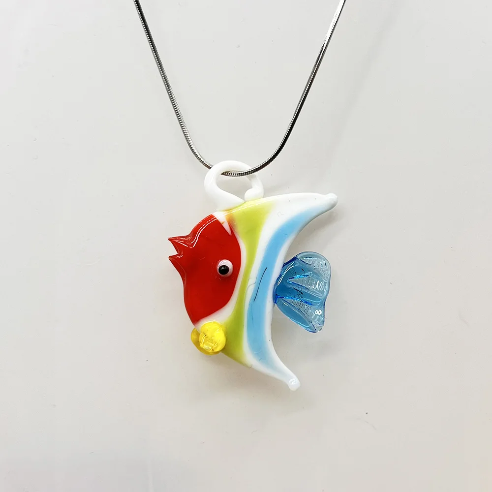 1pcsMixed Color Murano Glass Fish Pendant, Ocean Style Necklace/Bracelet DIY Accessories