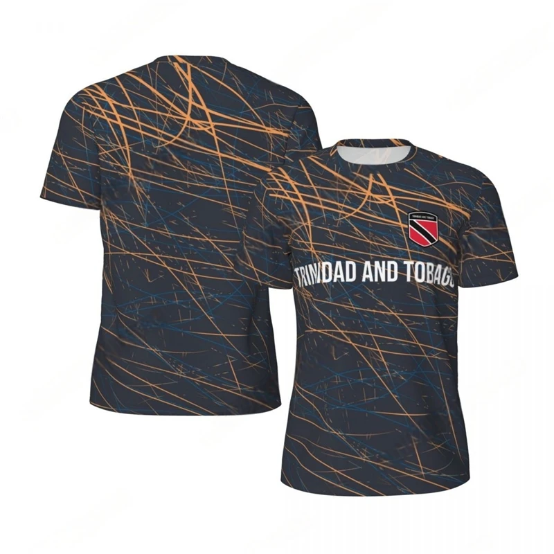 Trinidad And Tobago Flag Graphic Football T Shirts For Men Fashion National Emblem 3D Printed Sports T-shirts Casual Loose Tees