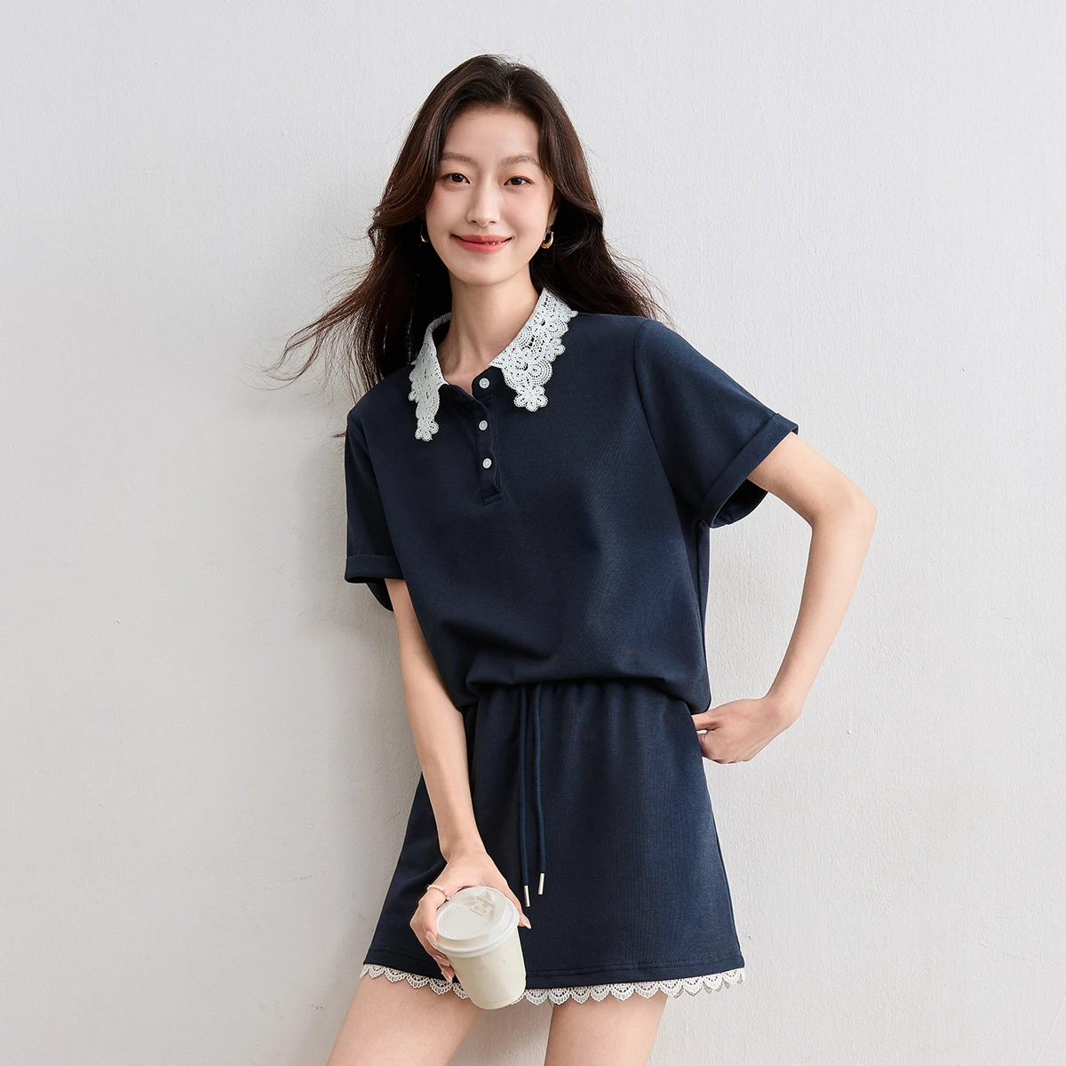 

SENTUBILA Korean Two Piece Set Woman Summer Fashion Suits 2025 New Blue Short Sleeved T-Shirt With Skirt Clothing T52ZF2278