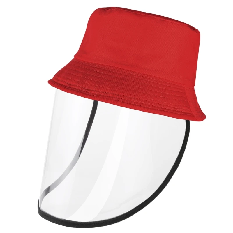 PULUZ Anti-Saliva Splash Anti-Spitting Anti-Fog Anti-Oil Protective Cap Kids Fisherman Hat Removable Face Shield Red