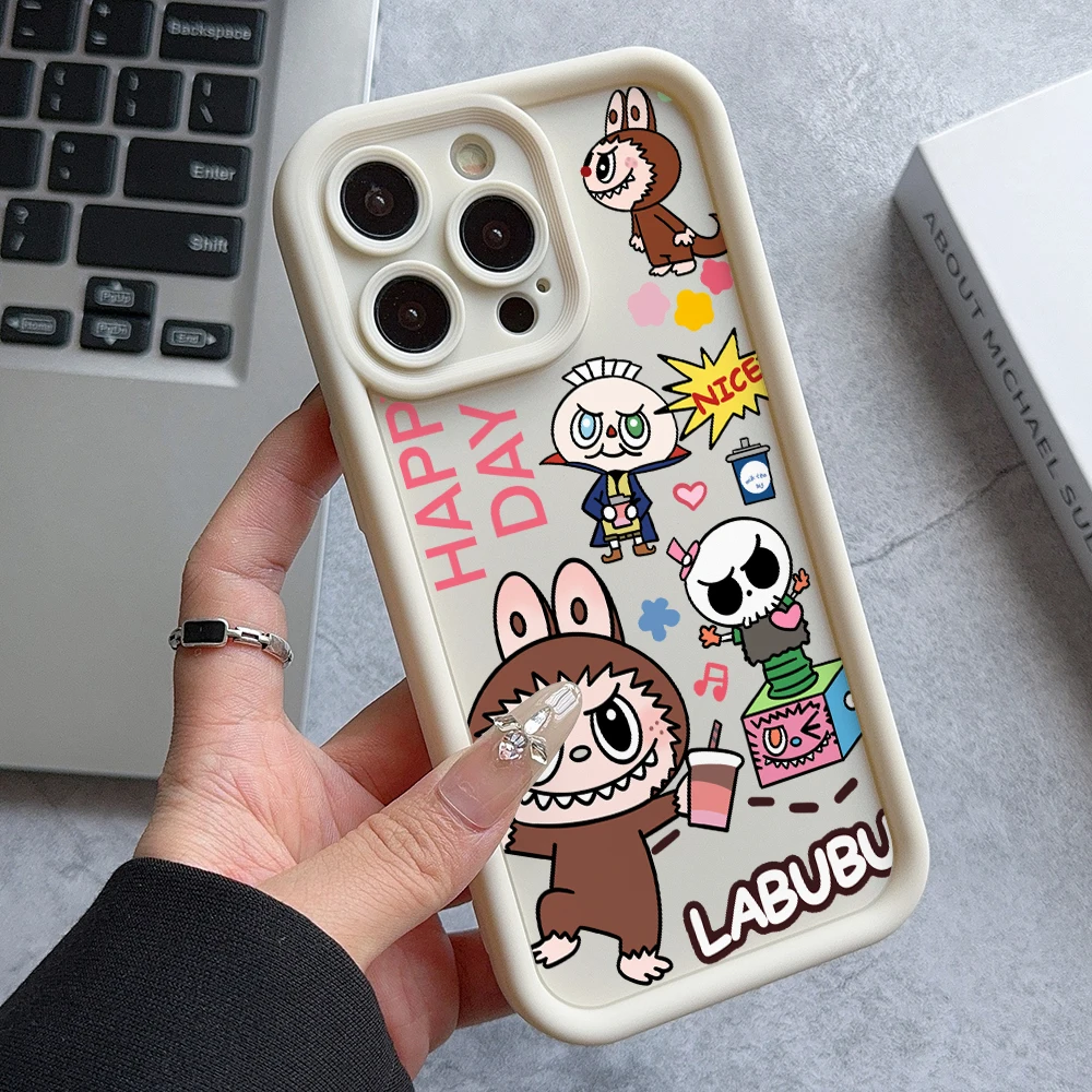 Cute Labubu Phone Case for Huawei P50 P40 P30 P20 Mate 40 30 20 Nova 10 9 7 Y70 Pro Plus Soft TPU Ladder Lens Cover