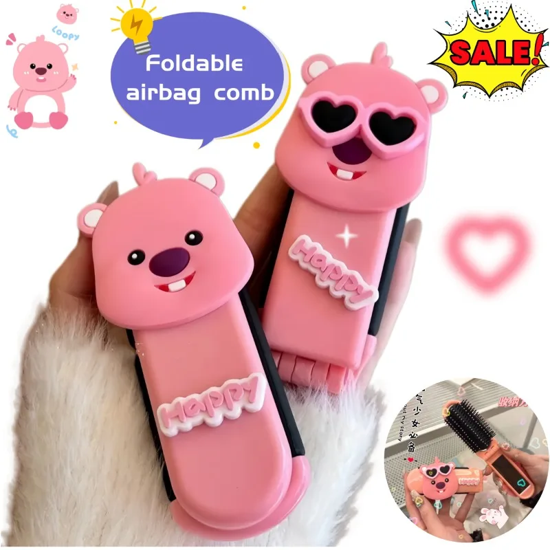 

Wholesale Creative Cute LOOPY Cartoon Airbag Comb Portable Foldable Girl's Makeup Mirror High Beauty Dual purpose Mirror Comb