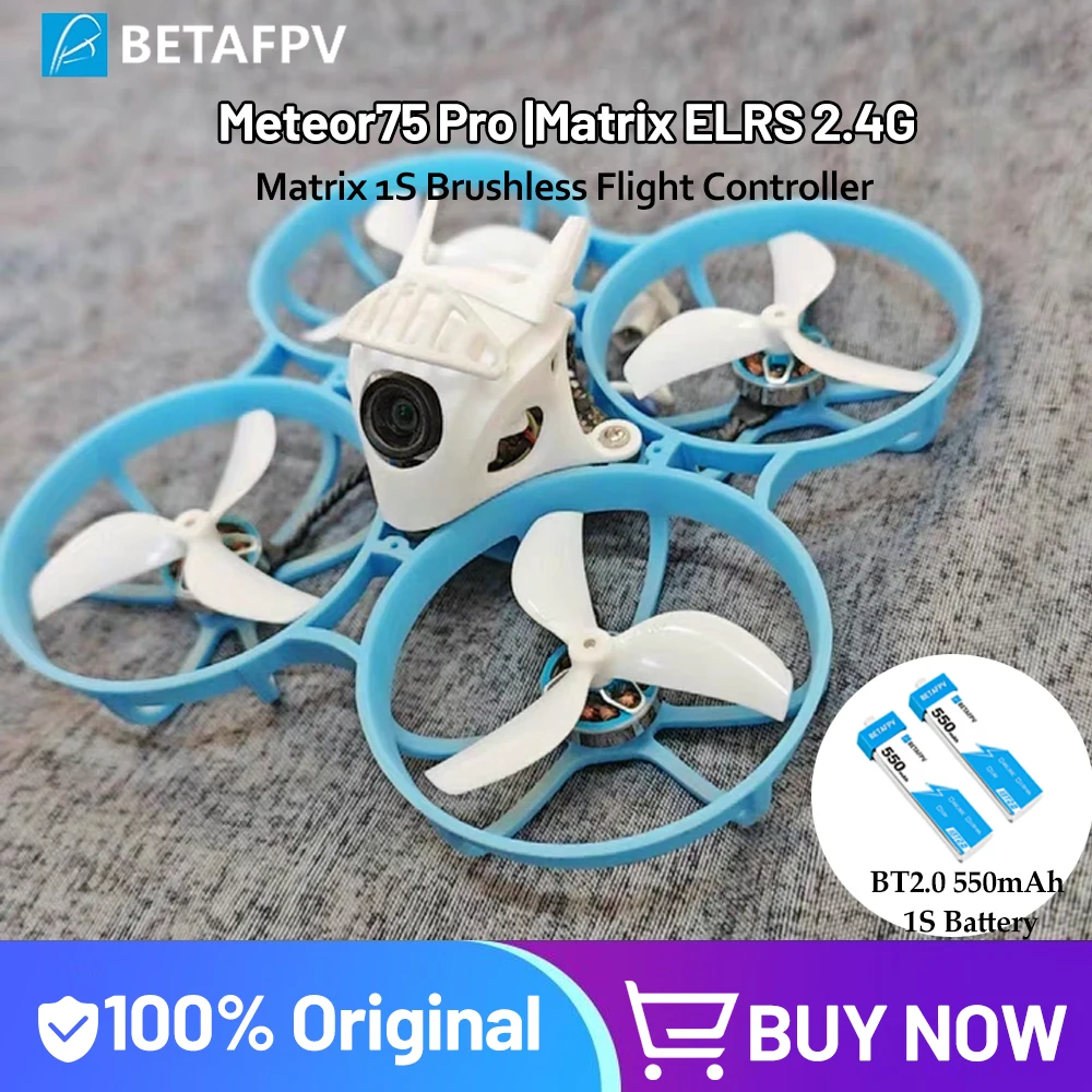 BETAFPV Meteor75 Pro | Matrix ELRS 2.4G Brushless Whoop Quadcopter con BT2.0 550mAh 1S Batteria 1102 22000KV Motore Matrix 1S FC