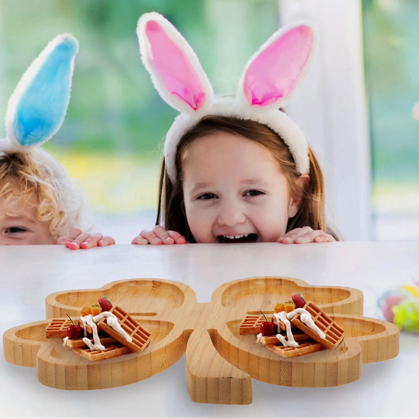 

Dessert Plates Bamboo Four-leaf Clover Fruit Dry Snack Tray Food Nut Serving Dried