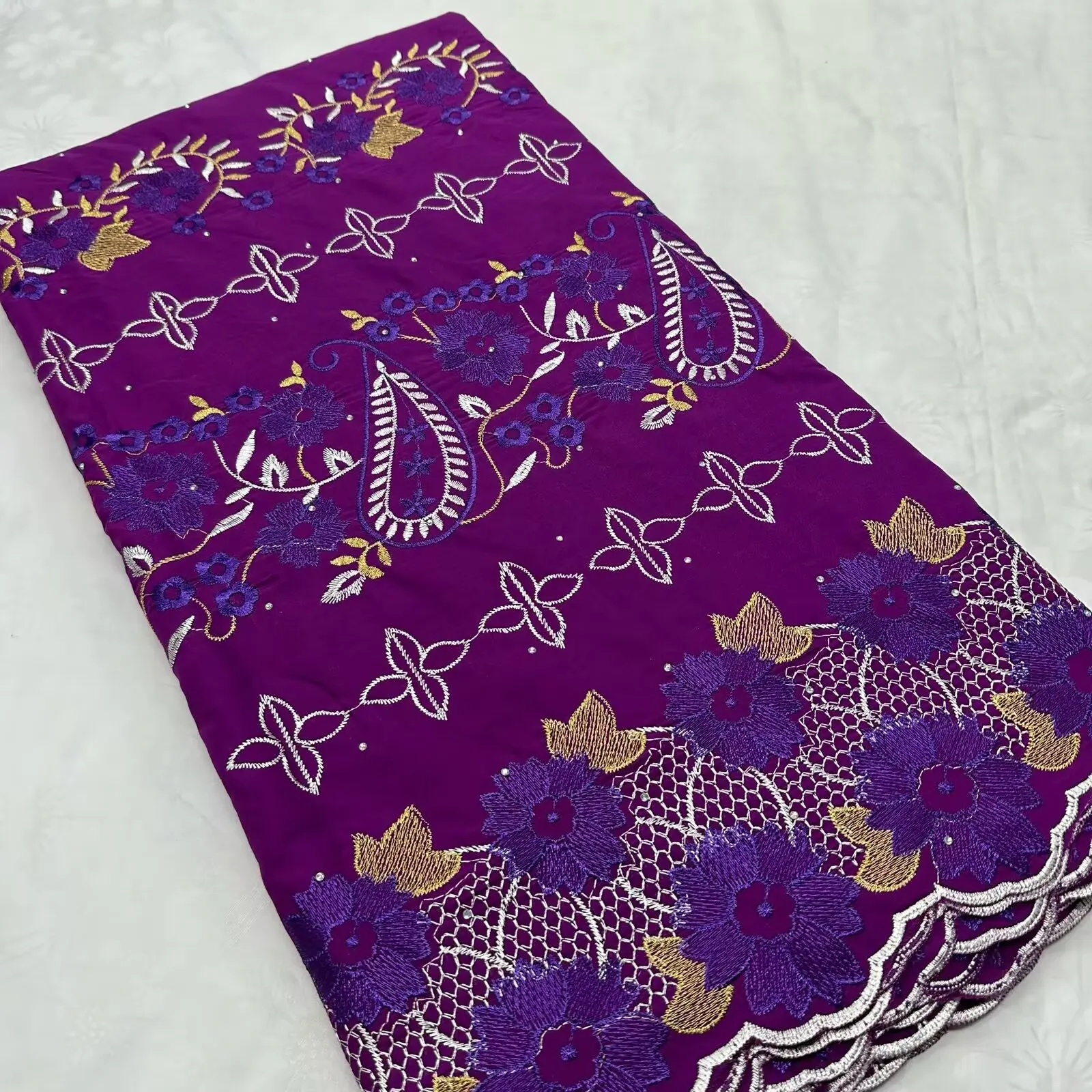 

Hot Sale 2025 Latest African Nigerian France layfaya Cotton Lace Fabric With Stones High End for Bride Wedding Party Sew Dresses