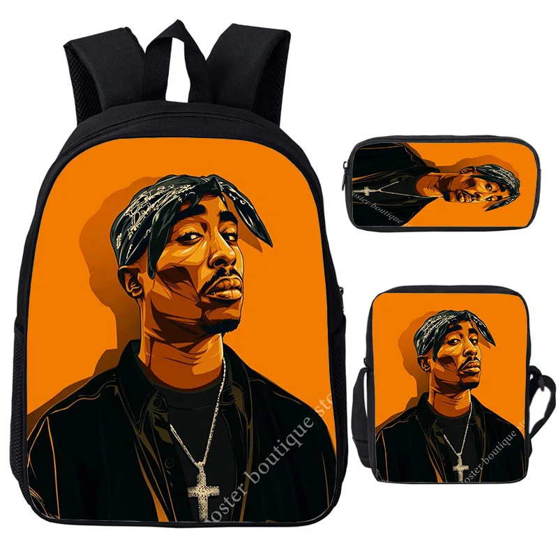 

Fashion Design Legends 2Pac Tupac Backpack Boys School Bags Male Bookbags Teenage Book Bags Travel Mochilas 3 Pcs/Set Knapsack