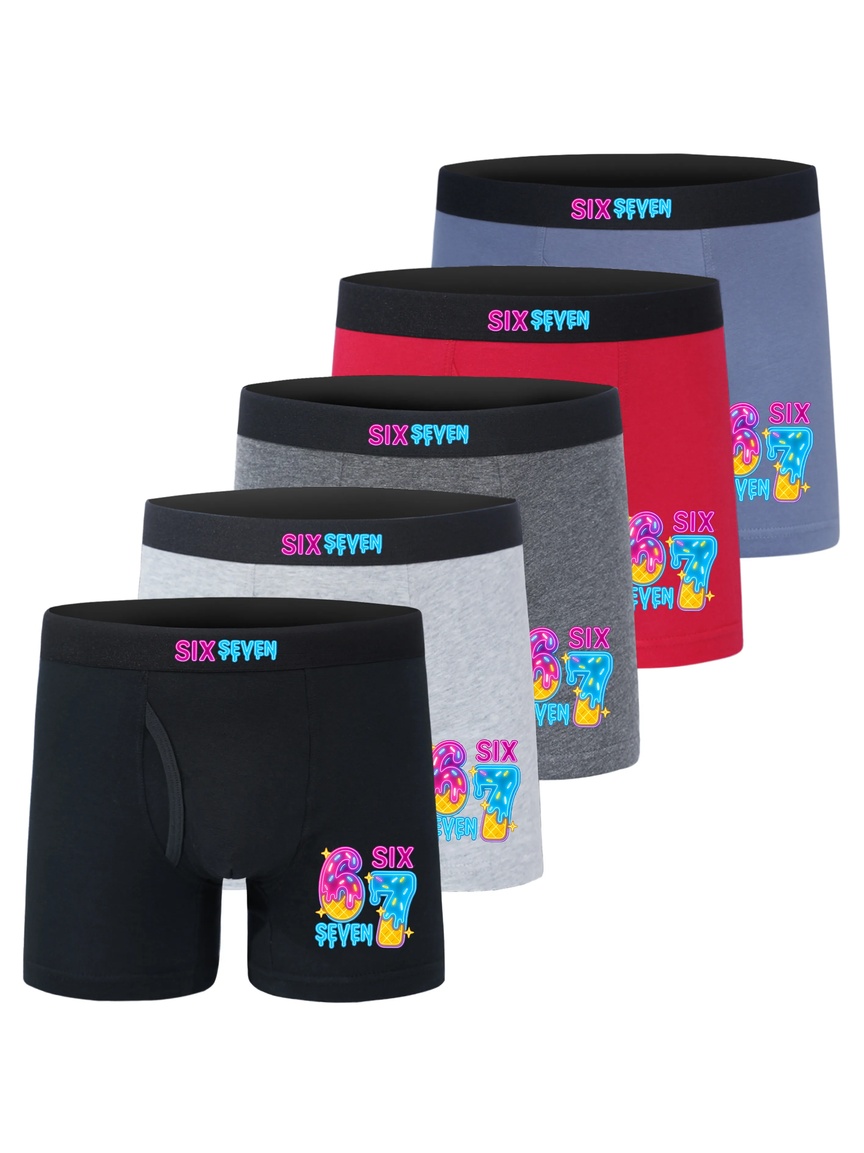 

5PCS Kids' Soft Boxer Briefs Daily Wear Comfortable Underwear 95% Cotton 5% Elastane Cool Ice Cream Print Boys' Boxer Briefs