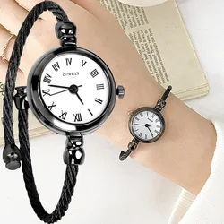 Vintage Women's Watch Round Small Alloy Thin Strap Simple Fashion Quartz Watches Exquisite Luxury Student Quartz Wristwatches