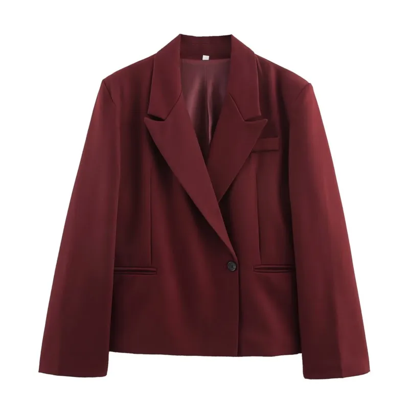 

Women Loose Blazer Autumn Office Lady Single Buckle Women's Coats & Jackets Pocket Casual Female Outcoat