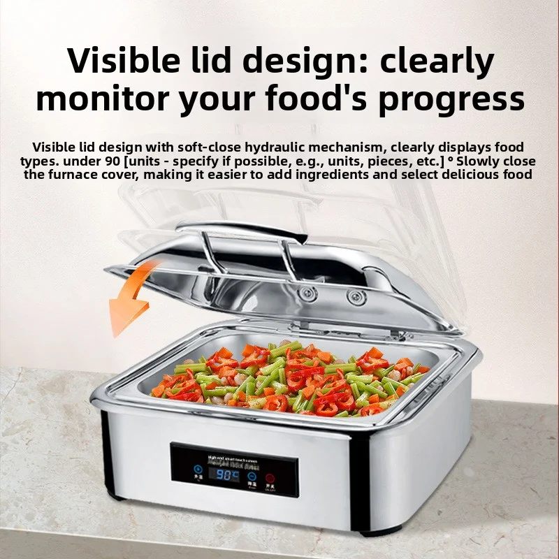 Stainless Steel Food Warmer Catering Stove with Temperature Control for Hotel Restaurant Electric Chafing Dish Buffet Set