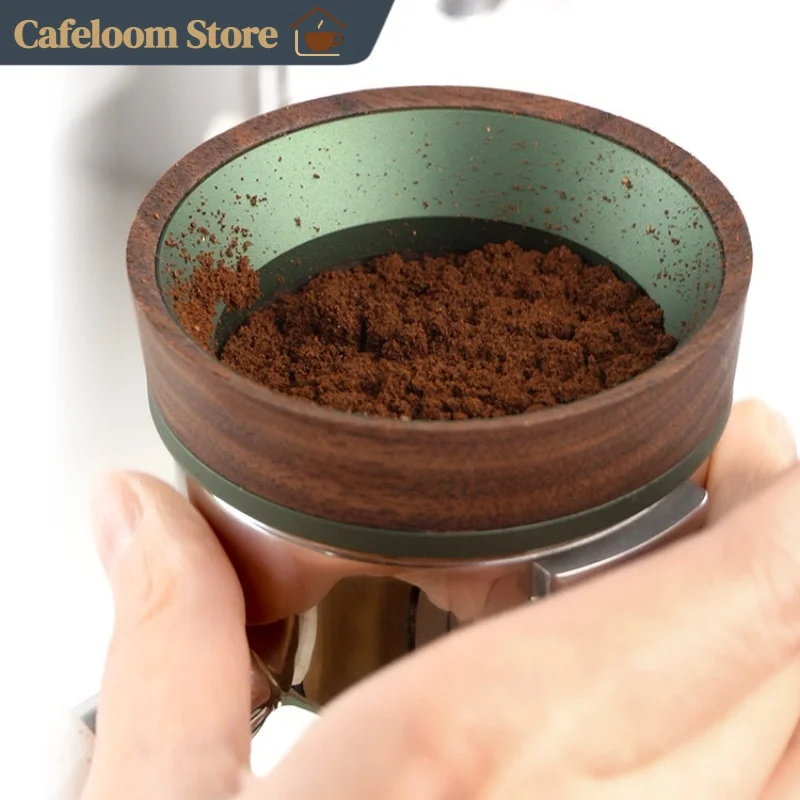 Airflow Magnetic Coffee Dosing Ring 58mm Walnut Anti Sprinkle Dosing Funnel For Coffee Grinder Espresso Brewing Home Coffee Bar
