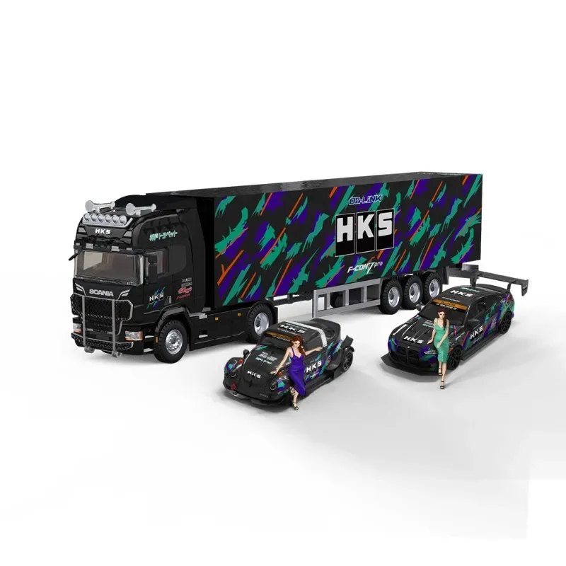 

1:64M4 modified Beetle Scania container truck HKS series simulation alloy car model
