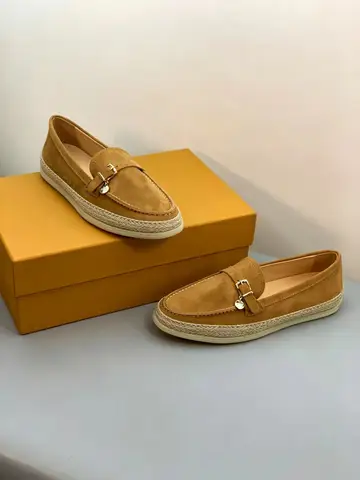 Women's Suede Espadrille Driver Loafers with Raffia Trim And Gold-tone Buckle Detailing