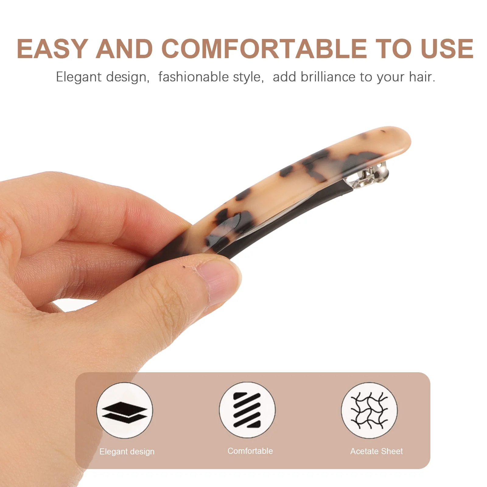 

3pcs Acetate Hairpin Women Hairpins Creative Clips Ponytail Holder Non Slip Durable Reusable Hair Styling Tool