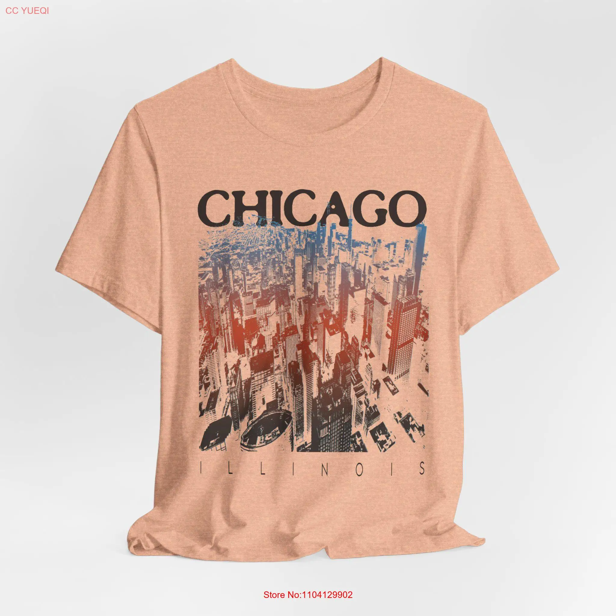 

Chicago IL Cityscape T Shirt Urban Skyline City View Travel Illinois for her long or short sleeves