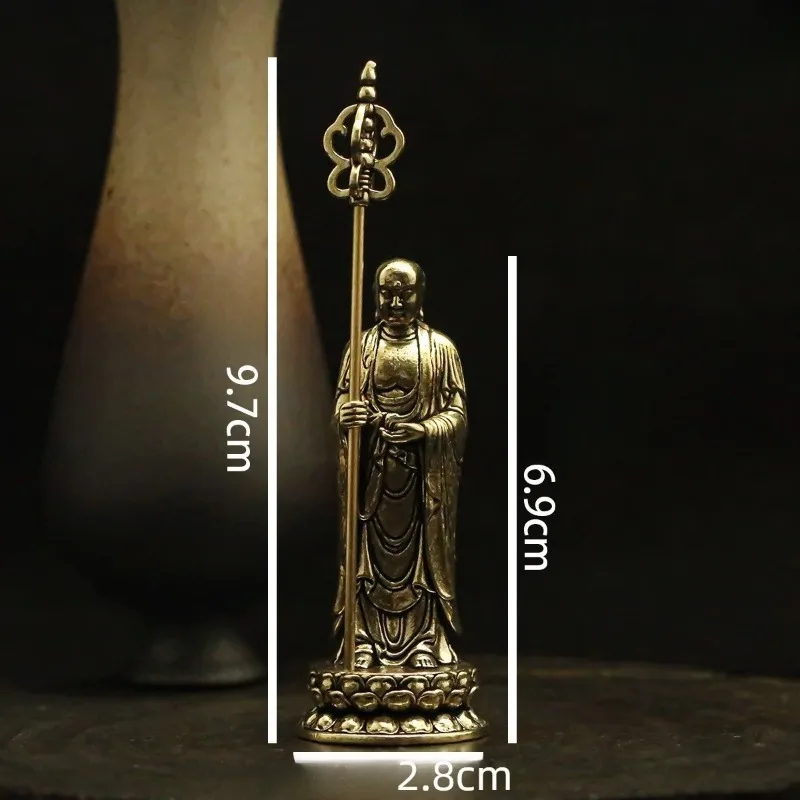 Neue Messing-Ksitigarbha-Bodhisattva-Figur Desktop Zen-Dekoration Kleine Feng-Shui-Statue für Büro und Wohnzimmer – Detail 1