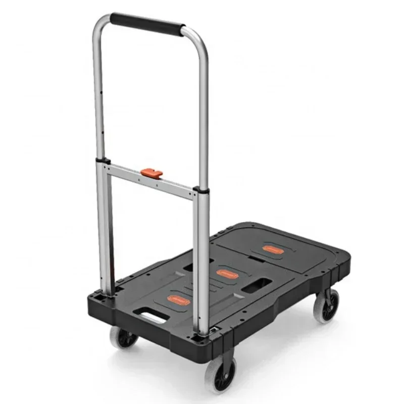 330lbs Plastic Foldable Trolley Household Folding Luggage Cart 4 Wheels Folded Platform hand cart Plastic Flatbed Trolley