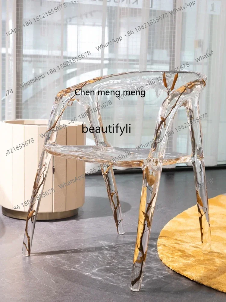 

B7304 ss Platinum Crystal Chair Crystal Adult Chair Transparent Resin Backrest for Dining Chair Stool