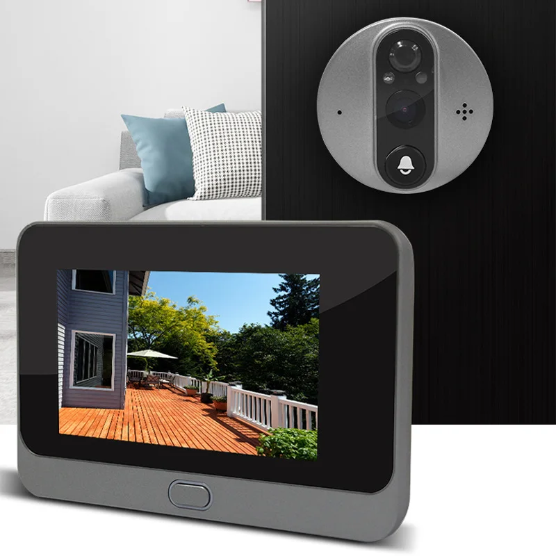 4.3 Inch Smart 1080P WiFi Doorbell Eye Peephole Camera 160° Wide Angle PIR Night Vision Infrared Door Digital Viewer