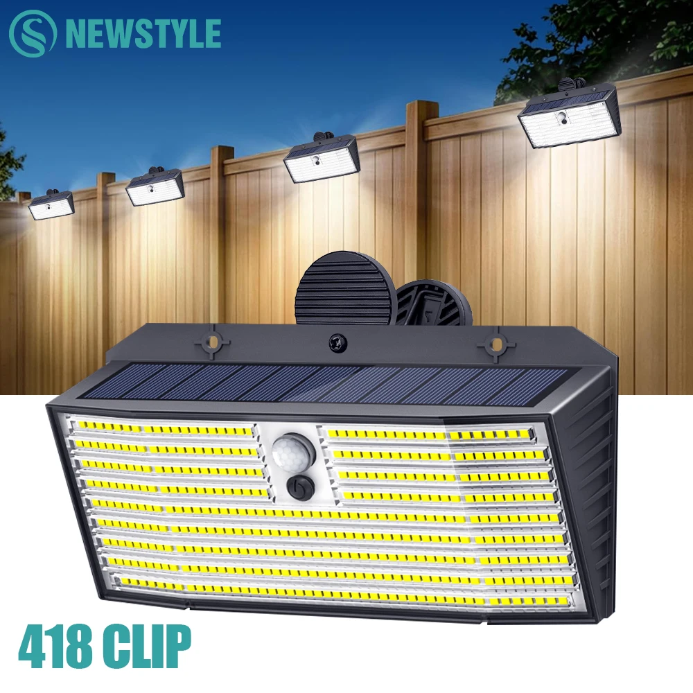 418/268 LED Clip On Solar Lights Outdoor Motion Sensor Outdoor Lights With 3 Lighting Modes IP65 Waterproof Flood Solar Light