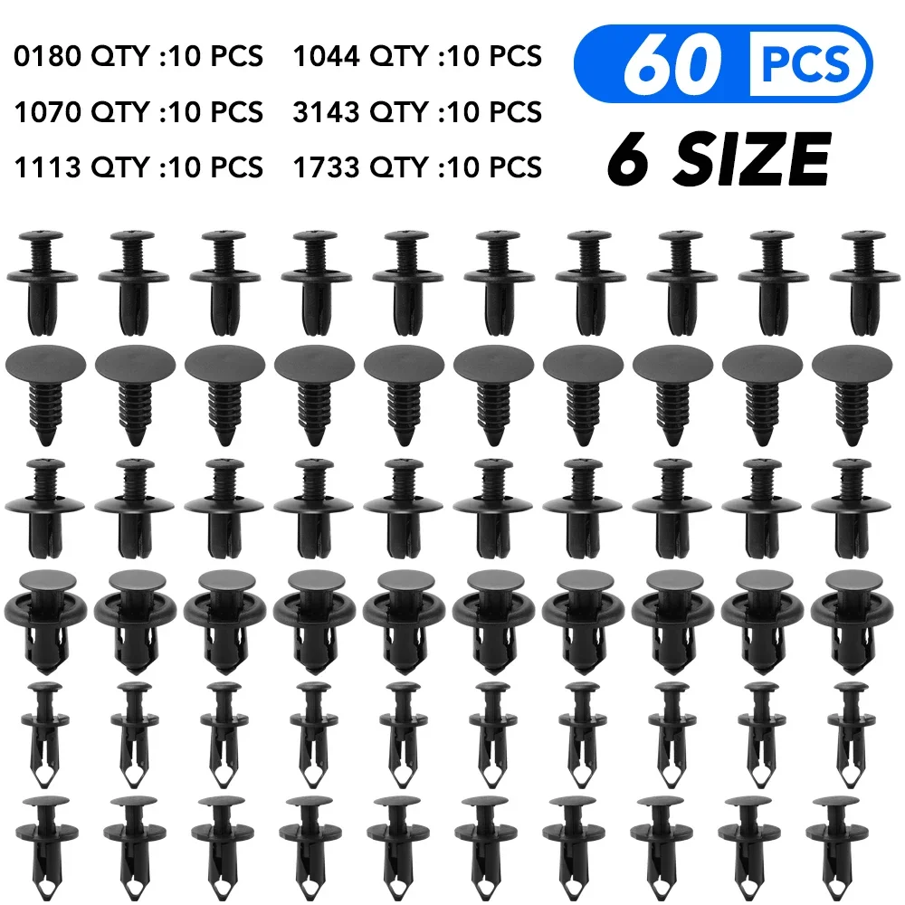 50 pcs / 6 size 60 pcs luggage compartment screw rivet kit car bumper fender car fastener clip car general accessories