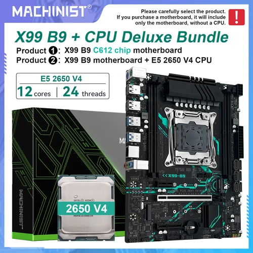 Imagen 1 del producto Placa base MACHINIST X99 B9 LGA2011-3, kit de CPU Xeon E5 2650 V4, compatible con DDR4 RAM M.2 NVME SATA M-ATX para ordenador de juegos