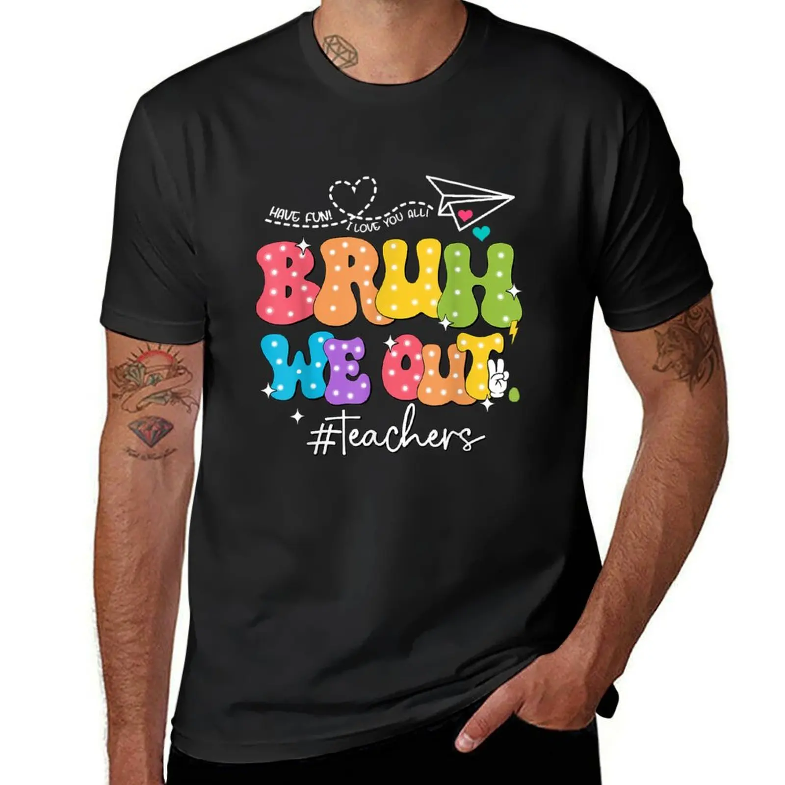 

Bruh We Out Teachers Cute Shirt For End Of School Year, Groovy Summer Gift For Teacher T-Shirt shirts graphic tees mens t shirts