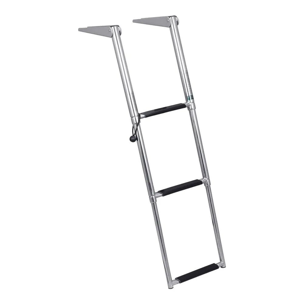 B00301SLT 304 Stainless Steel Telescoping Gudgeon Sliding Over Platform Boat Boarding Ladder 3 Step