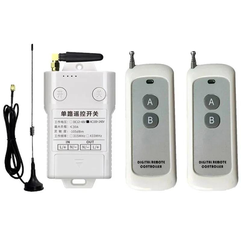 500m Wireless Light Remote Controller Switch 433MHz DC12V 24V 48V 30A Relay Receiver Module Transmitter for Pump/Lamp/Lock/Fan