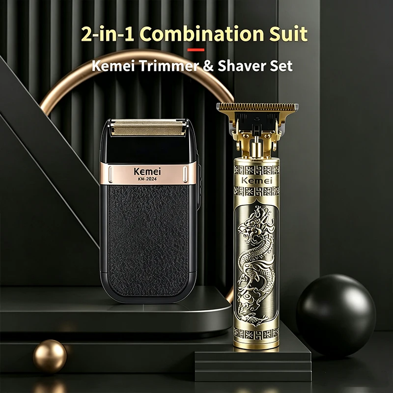 KEMEI KM-T9 KM-2024 Barber Blading Hair Cutting Machine Clipper Grooming Cordless Rechargeable Shaver