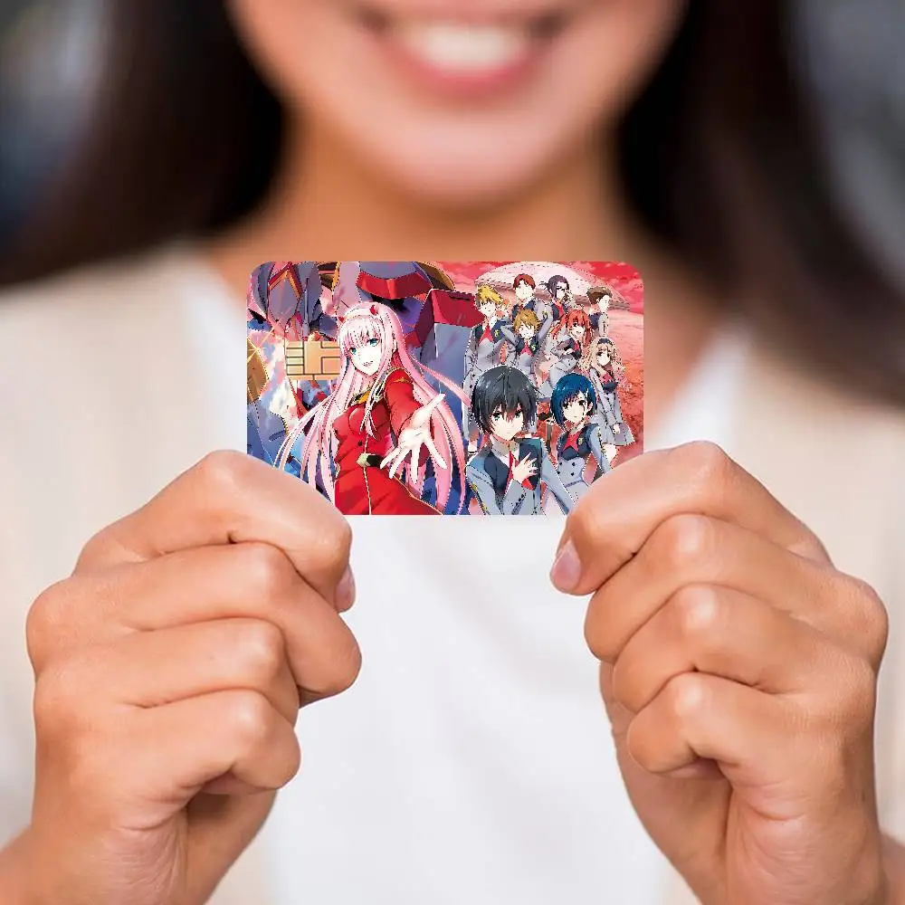 غطاء جلدي لفيلم ملصق الرسوم المتحركة Darling In The Franxx لبطاقة الائتمان وبطاقة الخصم البنك الأمامية