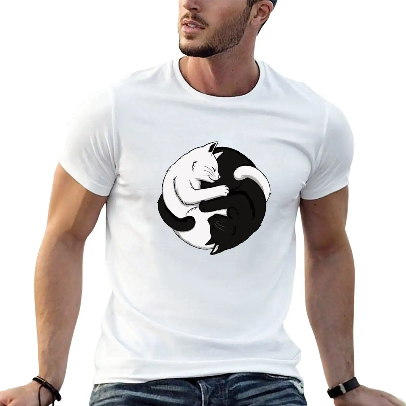 

New Yin yang cats T-Shirt quick drying shirt graphics t shirt summer top sweat shirts oversized t shirt men