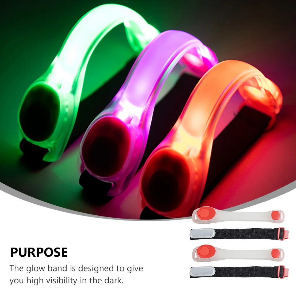 2 Pcs LED Light up Armband Glow Wrist Safety Armbands Elastic Reflective Sports