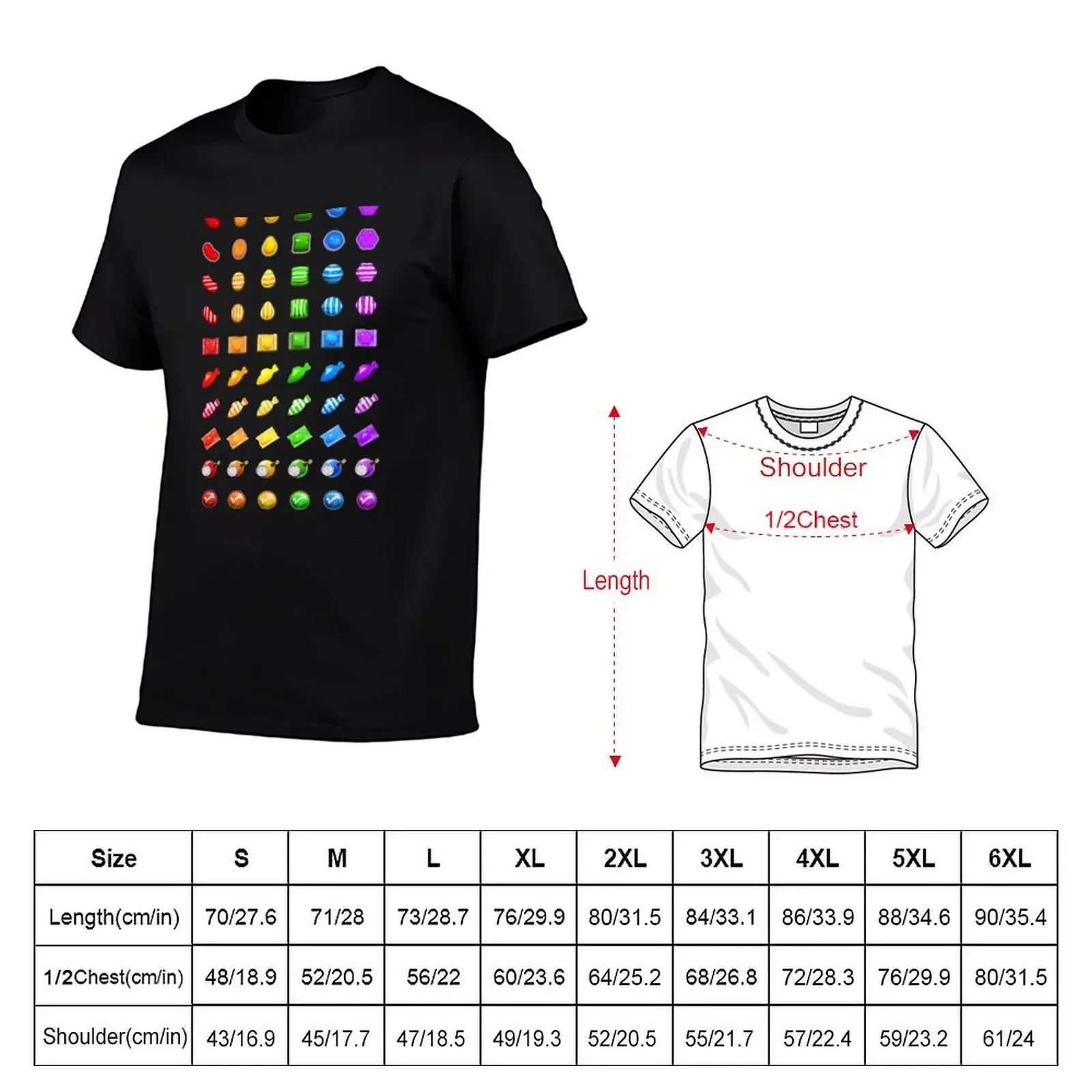 Candy Crush Booster Rainbow T-Shirt cotton graphic tees Aesthetic clothing anime clothes animal prinfor boys men workout shirt