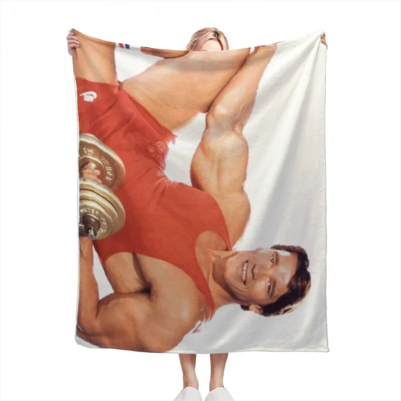 Arnold Schwarzenegger Lying Pose Throw Blanket Soft Velvet Blanket Travel Bedding Blanket Home Decor Fleece Blanket