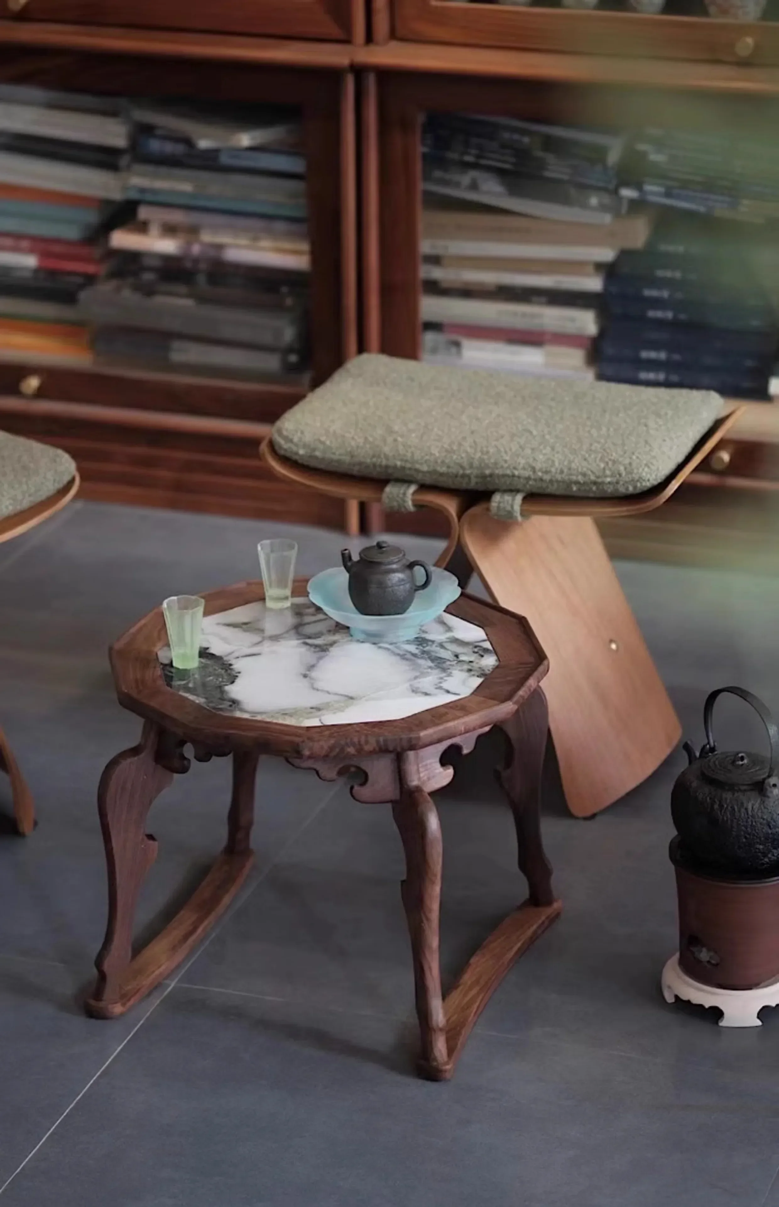 X0 Tatami in mogano nero nordamericano speciale, tavolino in stile, tavolo da tè con piatto di tigre