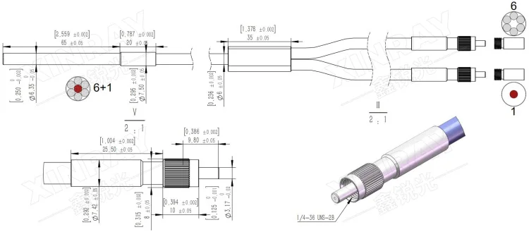 Y-Typ Raman System Optical Fiber 6+1 Optical Fiber Reflection Probe 6.35 Probe