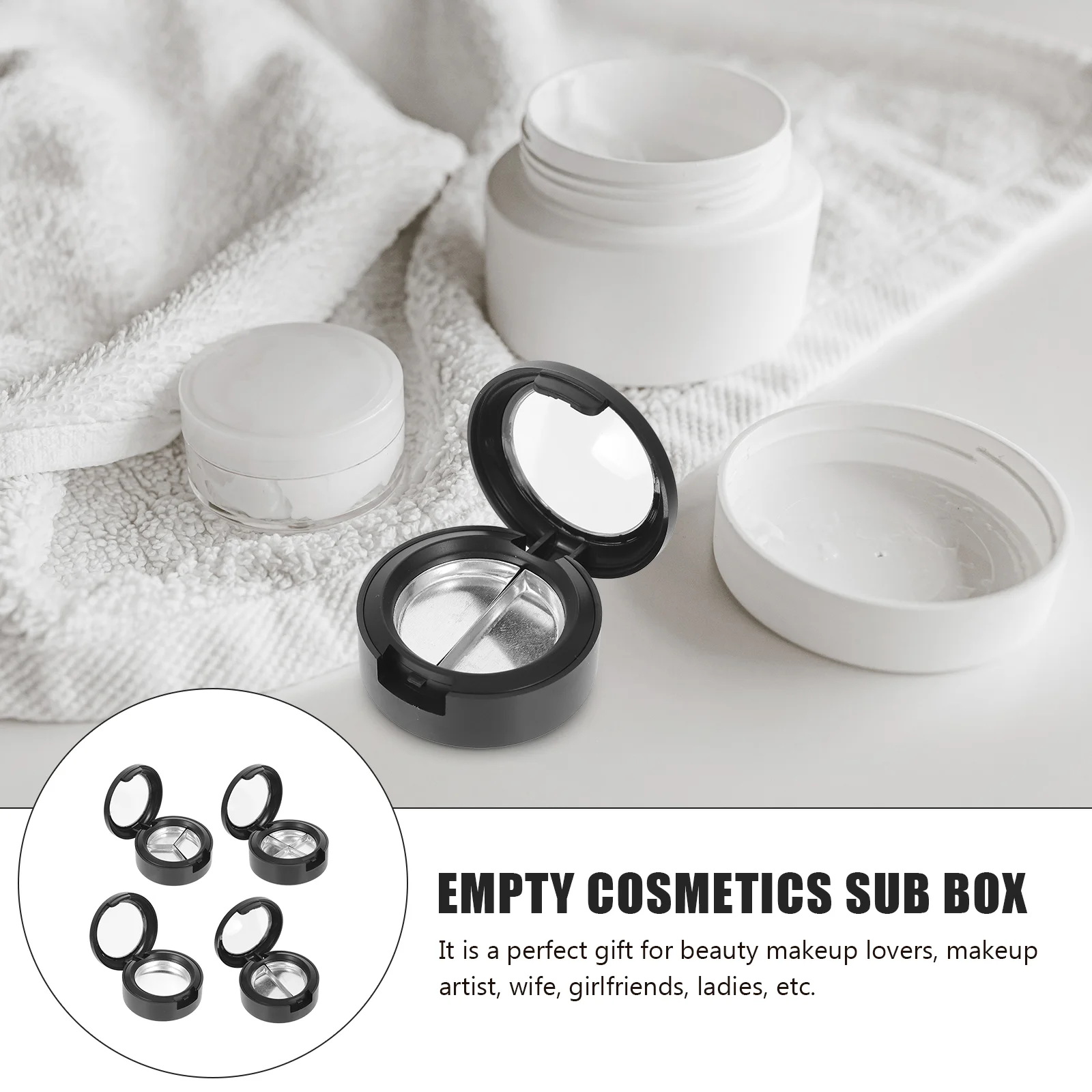 4 Pcs Round Make up Eye Shadow Box Travel Lip Balm Containers Makeup Lipstick 35x35cm Plastic Tray Cosmetics