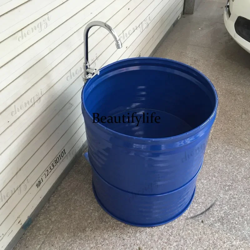 B567 Industrial wind wrought iron floor-to-ceiling round retro mop pool large balcony bathroom mop pool